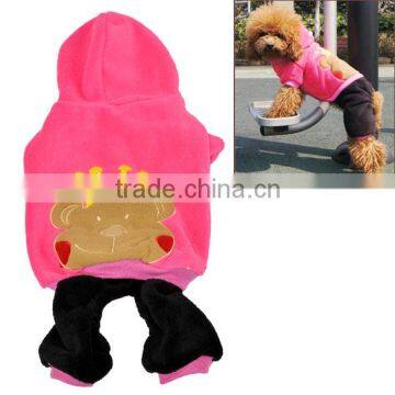 2 Style New Good Quality Warm Fleece Pet Dog Clothes Hat Coat Hoodie Jumpsuit S/ M/ L/ XL 7902