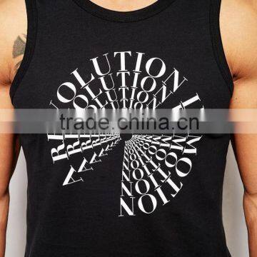 100% Cotton Mens Gym Tank Top Custom Printed Bodybuilding Tank Top photo-3