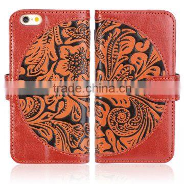 China Classical Landscape Series Wallet Leather Phone Case for iPhone 6 with Card Holder