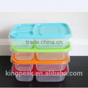 2015 Best Selling 3 compartment Bento lunch box/3 compartment microwave safe food container/lunch box/Plastic food container