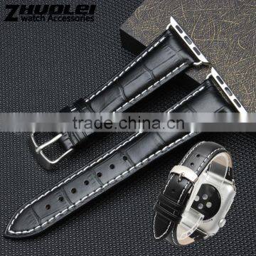 Wholsale black brown Cowhide Leather Watch Strap Adapter for 38mm 42mm Iwatch Strap For Apple Watch Band