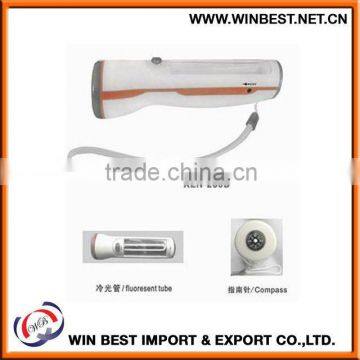 Torch with compass/fluorescent tube