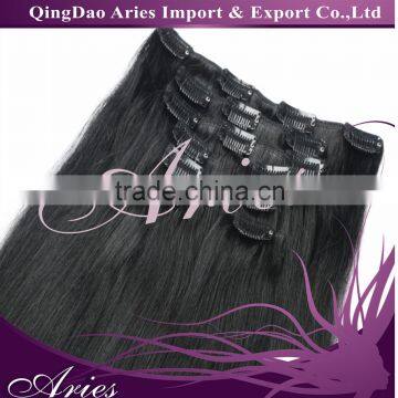 14"-30"100% Clip in Remy Real Human Hair Extensions #1 Jet Black