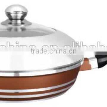 HQ Die cast aluminium casserole aluminium pan cookware with semi glass lid