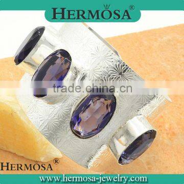 Hermosa Jewelry Real Amethyst Genuine Garnet Jewelry Handcraft 925 Sterling Silver Bangle CUFF Free Shipping                        
                                                Quality Choice