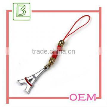 2013 novelty fashion zinc alloy red rope and tower DIY mobile charm