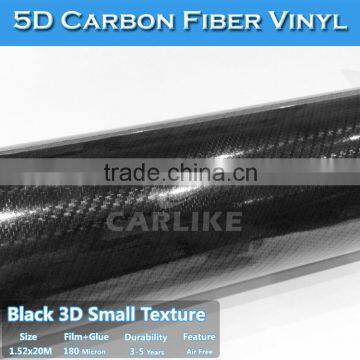 CARLIKE Paypal Black Glossy Car Wrap Film 5D Carbon Fiber Vinyl