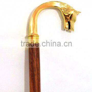 Beautiful golden fox handle walking stick/Rose wood walking stick/Designer walking stick wk1131