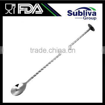 Manufacturer Food Grade 280mm Stainless Steel 304 Metal Disc Tail Bar Spoon
