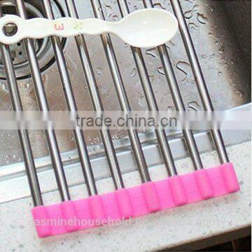 2016 Roll Up Silicone Handy Drainer Commercial Stainless Steel Dish Rack photo-4