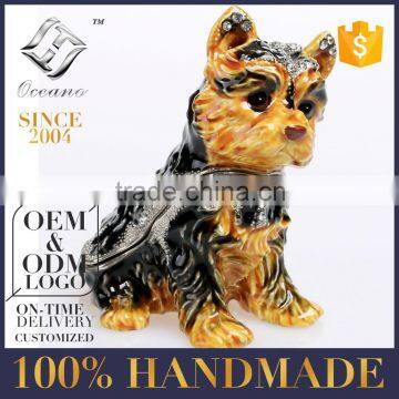 2016 best selling enamel Dog pewter jewelry box