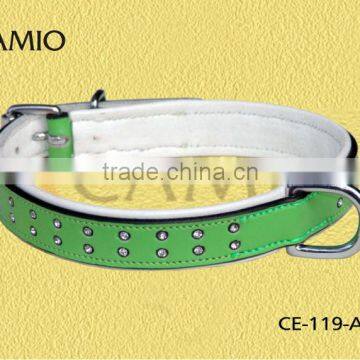 CE 119-A Leather Dog collar Diamond