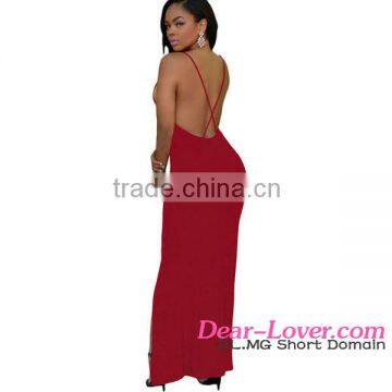 Burgundy Crisscross Daring Back Maxi Girl Party Wear Western Dress photo-2