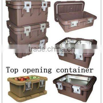 Top opening container for GN pan, insulated food pan carrier