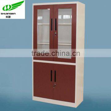 wooden color steel cupboard design office glass door filing cabinet                        
                                                Quality Choice