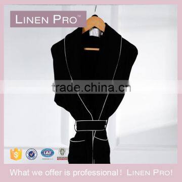 LinenPro Luxury Black Thick Cotton Bath Towel Robe Hotel Bathrobe for Men