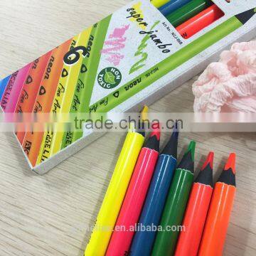 7" jumbo size triangular shape black wood high quality 5.0mm neon color pencil