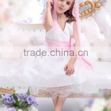 Lovely V-Neck Sleeveless Flower Band Knee Length Flower Girl Dress XYY-001