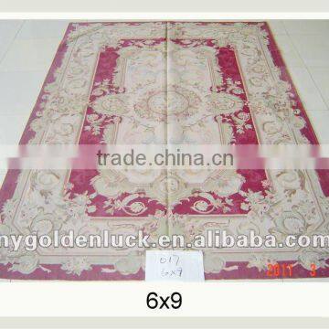 6x9 Super deal beige and red Aubusson types wool rugs