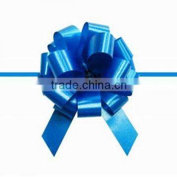 HOT SALE 5 inch Blue Plain Poly Ribbon Hongkong POM POM Pull Bow