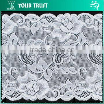 Width 16.0 Centimeter White Stretch Tape Trim Jacquard Spandex Elastic Lace