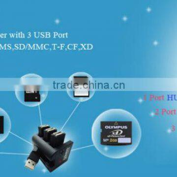 USB 2.0 COMBO Card Reader with 3 USB Port