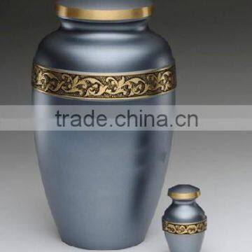 Deep Silver Blue Adult Brass Cremation Urn