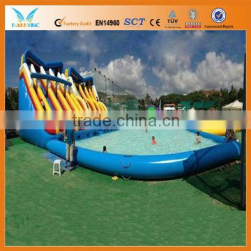 Portable large plastic swimming pool in colorful world