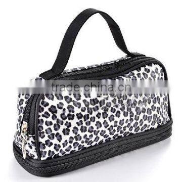 Leopard Pattern Black Makeup Cosmetic Case Hand Bag Pocket Bag Pouch#2 HN1420