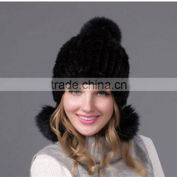 Good Quality Wholesale Price Stocked Genuine Black Mink Fur Beanie Hat