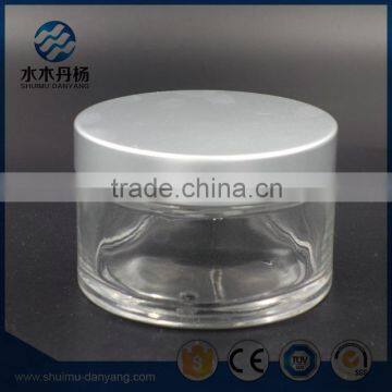 Clear 200ml screw cap round glass cosmetic cream jar