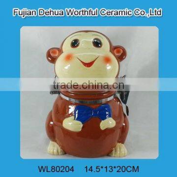 Smiling monkey design ceramic seal pot