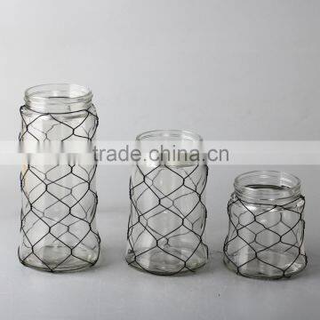 glass candle holder with wire