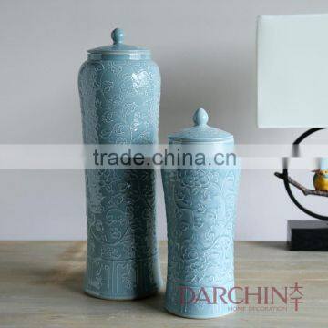 2015 New arrival Chinese style high temperature ceramic jars with hand painted flowers