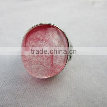 wholesale high quality different color rutilated quartz oval fancy finger ring for gift