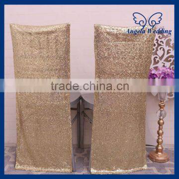 CH004Q1 wholesale cheap universal wedding beaded light gold sequin chair cover