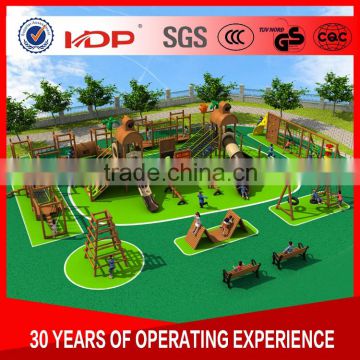 Wholesale wooden outdoor amusement park equipment, big kids playground equipment