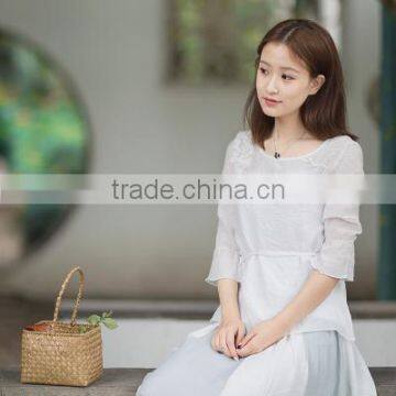 Chinese wind restoring ancient ways is pure color shirt