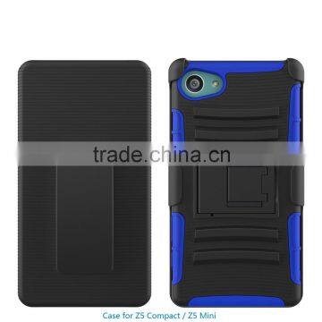 2015 Original Soft silicone Hard PC Belt Clip Kickstand Hard Case for sony xperia z5 compact back case cover china suppliers