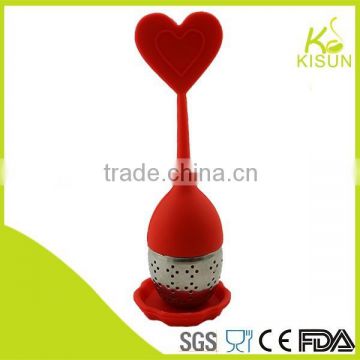 all color you can choose heart pattern silicone tea strainer