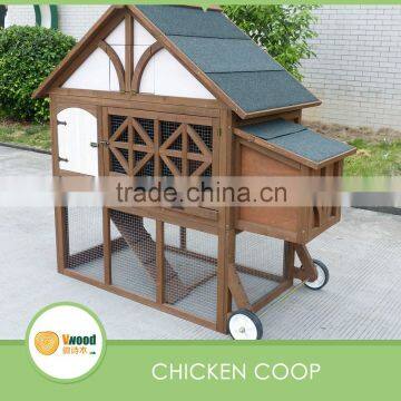 Wheeled Tractor Hen House Wooden Chicken Coop with nesting box