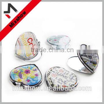 Hot sale epoxy sticker metal heart shaped mirror for promotion gifts