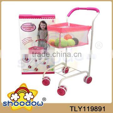 Popular kid plastic pretend supermarket trolley toys cart toy with fruit