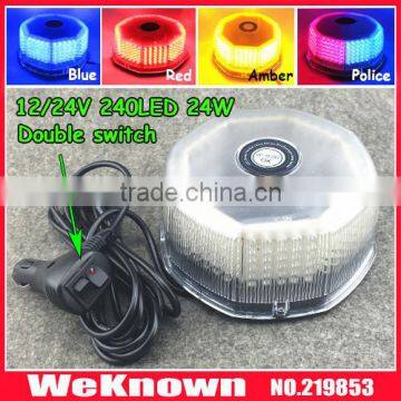 DC12V-24V led lightbar 240 LED 24W Beacon light with Magnets Emergency Strobe Light bar 4 colors LED warning Light