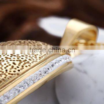 Stainless Steel Unique Crystal Design Gold Plated Pendant photo-4
