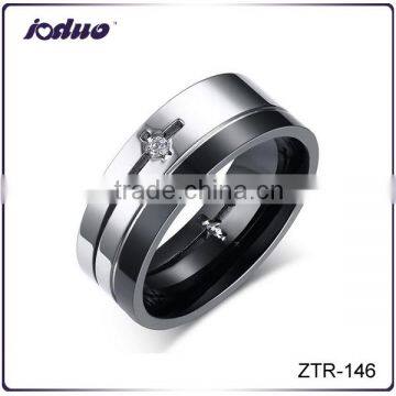 Men Personality Black 8MM Stainless Steel Zircon Ring