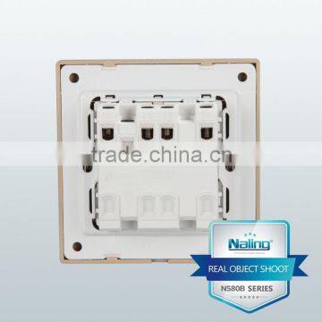 Brushed Champagne 4 Gang 1 Way Electric Wall Switch photo-3