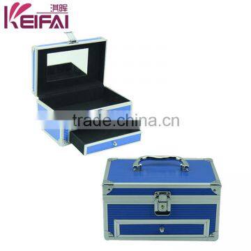 Factory Customised Lockable Blue Nail Polish Aluminum Travel Jewelry Case