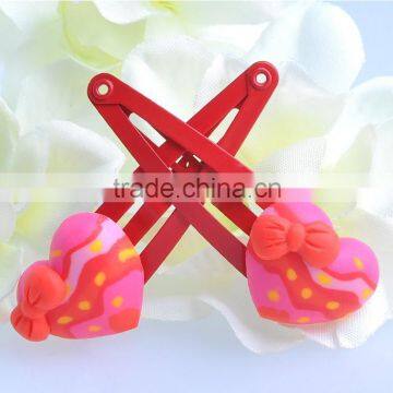 Red heart hair accessory for children hair clips in hairpin for girls