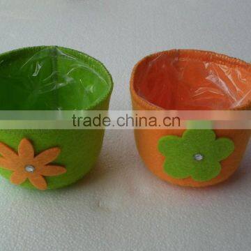 Easter Waterproof flower sylinder decoration ,felt crafts flower pot , easter special gifts